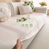 2026 Summer Ice Silk Sofa Cushion Cover with Non-Slip Backing