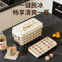 Ice Cube Tray with Press-Type Lid and Storage Bin, Food-Grade Silicone Ice Maker for Home Freezing