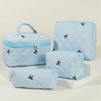 Embroidered Bow Large Capacity Cosmetic Bag Set
