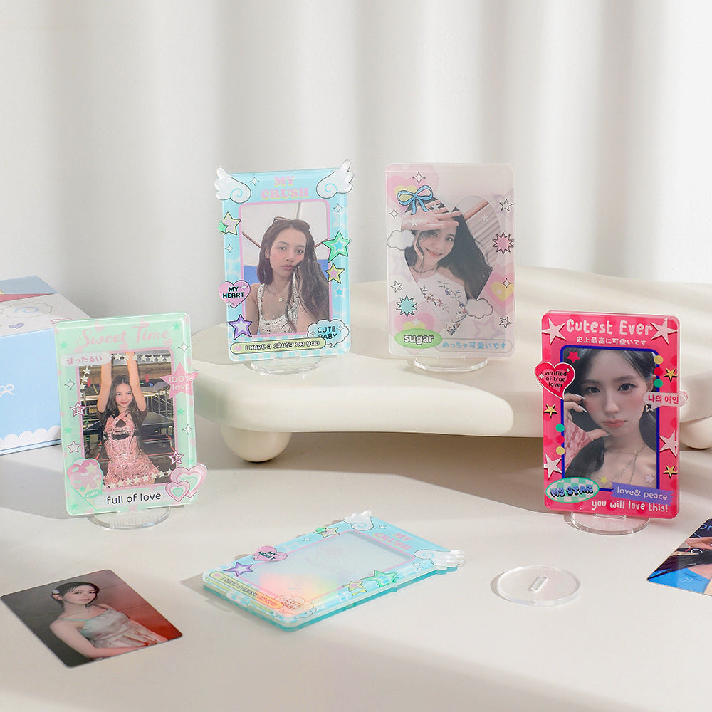 Ins Korean Style Star Acrylic Desktop Photo Frame for 3-inch Cards, Student Desk Decoration