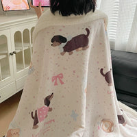Cute Panda Patterned Sherpa Fleece Blanket, Thick Warm Milk Velvet Throw for Sofa & Napping