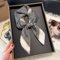 70cm Square Silk Scarf for Women, French Style Elegant Fashion Printed Headscarf
