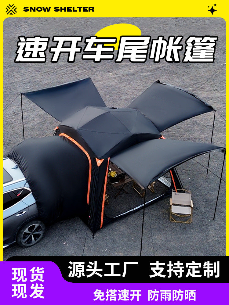 Quick-Open Hydraulic Rooftop Tent with Awning for Camping