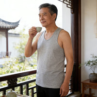 Men's Cotton Vest for Middle-Aged and Elderly, Thin Breathable Absorbent Loose Fit