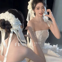 Hydrangea Headband with Ribbon Bows for Photoshoots