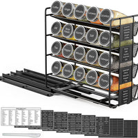 Pull-Out 4-Tier Spice Rack Organizer for Kitchen Cabinet, Metal Sliding Storage Shelf