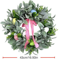 2025 Easter Lamb's Ear Colorful Egg Wreath Hanging Ornament for Hotel Home Wall Decor Artificial Flower