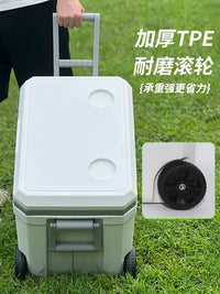 ICETRIP 45L Wheeled Cooler with Handle and Cup Holders for Camping Fishing Outdoor Events