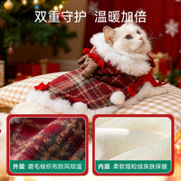 Christmas Pet Cloak Warm Cat Dog Cape Pajamas
