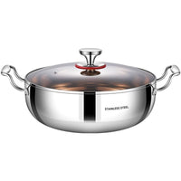 Extra Thick Food Grade Stainless Steel Hot Pot with Lid, Induction Cooker & Gas Stove Compatible, Steaming & Stewing Soup Pot