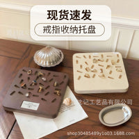 Wooden Irregular/Flat Jewelry Display Tray for Rings and Small Ornaments, Photography Prop and Storage Organizer