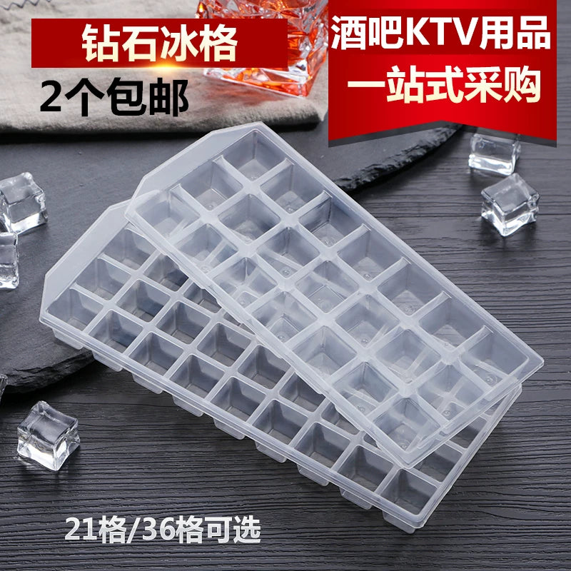 Large Diamond Ice Cube Tray with Lid, 21/36/96 Grids Silicone Ice Mold for Freezer