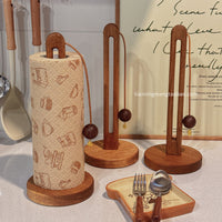 Acacia Wood Paper Towel Holder with Pendant for Kitchen Countertop or Wall Mount