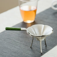Handmade Pure Tin Tea Strainer with Creative Floral Design and Base for Kung Fu Tea