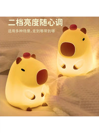 Capybara Pat-Pat LED Night Light - Rechargeable Eye Protection Bedside Lamp for Bedroom & Desktop