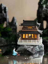 Miniature Landscape Ancient Architecture Pavilion for Fish Tank Bonsai Decor