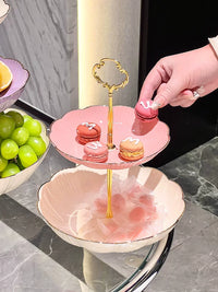 Multi-tier Dessert Stand with Plates for Fruits, Candies, Cakes, and Snacks