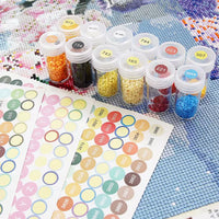 Diamond Painting Storage Box with Round Bottles and DMC Color Labels