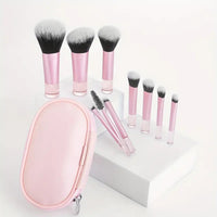 10-Piece Crystal Handle Makeup Brush Set for Travel - Powder, Contour, Blush, Eyeshadow
