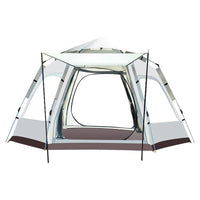 Automatic Pop-Up Camping Tent for 3-4 People, Hexagonal, Waterproof, UV Protection, Mosquito Net