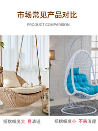 Indoor Rattan Woven Double Swing Chair with Stand, Hanging Basket Hammock for Balcony Patio