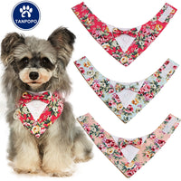Chinese Style Floral Pet Bandana Scarf with Hook and Loop Fastener for Dogs