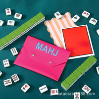 Portable PU Leather Mahjong Card Storage Bag with Magnetic Closure