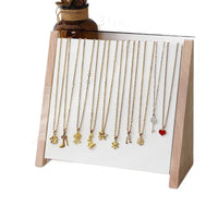 Double-Layer Wooden Necklace Display Stand for Jewelry Organization and Exhibition