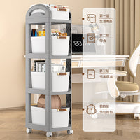 Under-Desk Rolling Storage Cart with Removable Baffle, Multi-layer Bookshelf Organizer for Home Office