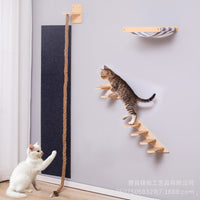 Wall-Mounted Wooden Cat Climbing Shelf with Scratching Post and Jumping Platform