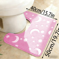 Coral Fleece Luminous Bath Mat Set - Non-Slip Absorbent Bathroom Rugs with Star & Moon Glow Pattern