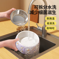 Melamine Stainless Steel Pet Bowl for Dogs and Cats - Non-Slip Food and Water Dish