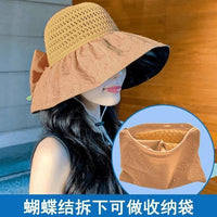 Bowknot Foldable Sun Hat for Women, Wide Brim UV Protection Bucket Hat