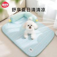 Summer Dog L-Shaped Sofa Bed with Pillow for Small to Large Pets, Cooling Cat and Dog Mat, Pet Nest