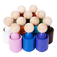 Montessori Wooden Rainbow Stacking Cups & Balls Educational Toy for Early Learning