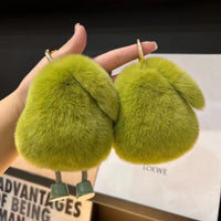Avocado Faux Mink Rabbit Fur Car Keychain Pendant Plush Doll Bag Charm