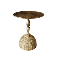 Rattan Iron Side Table for Living Room Patio Study Cafe Bar Hotel