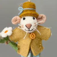 Donigule Nepal Handmade Wool Felt Spring Flower Mouse Keychain Bag Charm Car Hanging Ornament