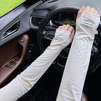 Ice Silk UV Protection Arm Sleeves for Women - Breathable Sun Protection for Driving & Cycling