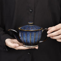 Ceramic Teapot Set with 6 Cups, Heat-Resistant Glazed Teaware for Home Use