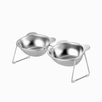 304 Stainless Steel Elevated Pet Bowl for Cats and Small Dogs, Single or Double Bowl Design, Neck Protection Feeder