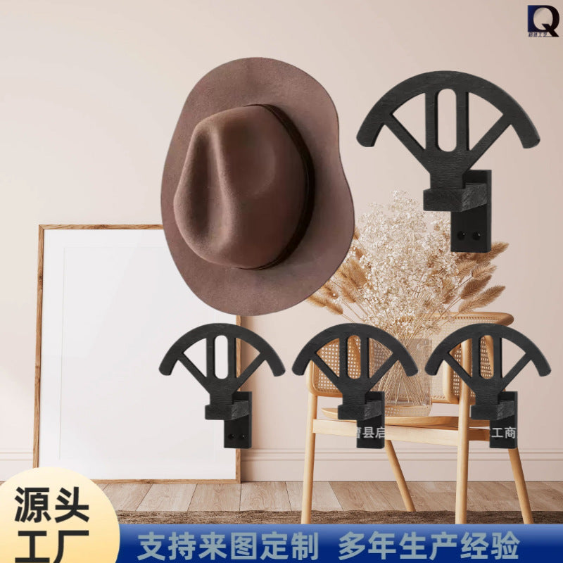 Wall-Mounted Wooden Hat Rack for Cowboy Hats, Baseball Caps, and Sun Hats