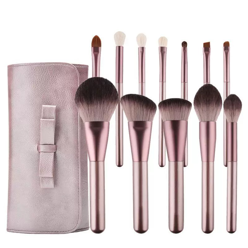12-Piece Grape Makeup Brush Set with Pony Hair Bristles for Beginners, Eyeshadow, Powder, Blush, Concealer