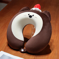 Cartoon Animal U-Shaped Neck Pillow for Travel and Office Napping