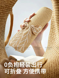 Oversized Brim Straw Hat & Bag Set for Beach Travel Sun Protection