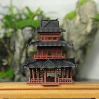 Miniature Mountain Pavilion Micro Landscape Ornament for Aquariums and Bonsai
