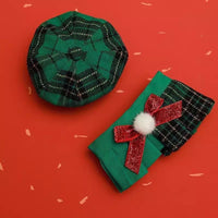 Pet Beret Hat, Collar, and Bib Set for Cats and Dogs - Christmas Edition