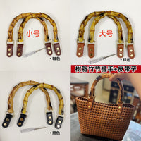 Bamboo Handle with Leather Buckle and Rivets for DIY Bag Making