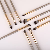 Multi-Piece Eye Detail Brush Set with Soft Animal Hair Bristles and Wooden Handles