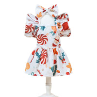 Pet Christmas Dress with Snowflake Pattern and Headwear for Dogs and Cats
